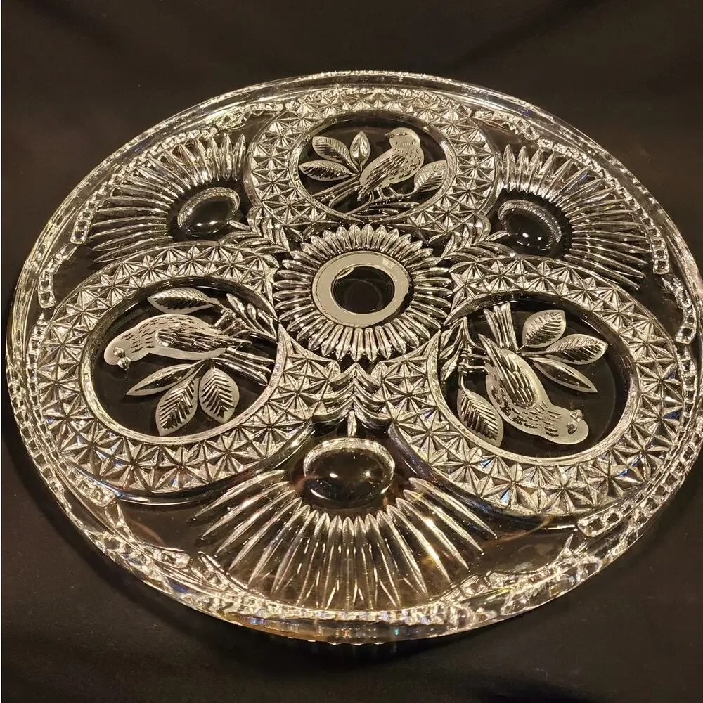 Vintage Hofbaur The Byrdes Clear 12' Cake Plate